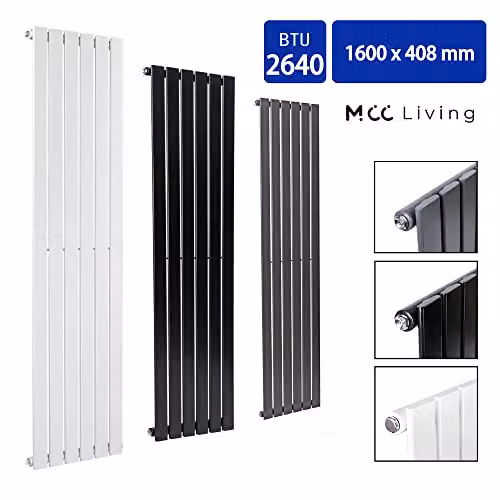 MCC Direct Designer Flat Panel Double Radiator, Black, H: 160 cm x W: 40.8 cm – 2
