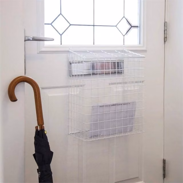 SPETLEK White Iron Wall Mounted Letterbox Cage Mail Catcher Basket
