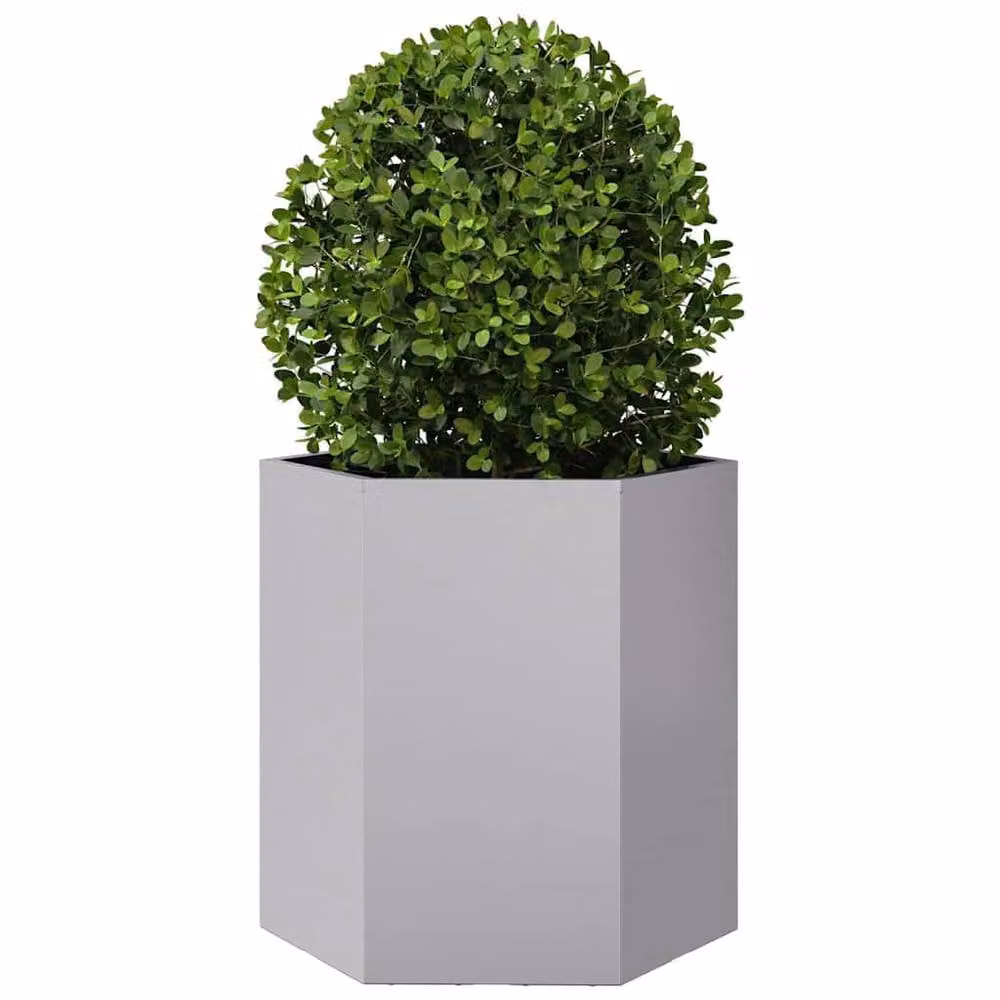 Berkfield Home Hexagon Garden Planter in Silver Galvanised Steel, W: 46 cm, D: 40 cm, H: 45 cm – 3