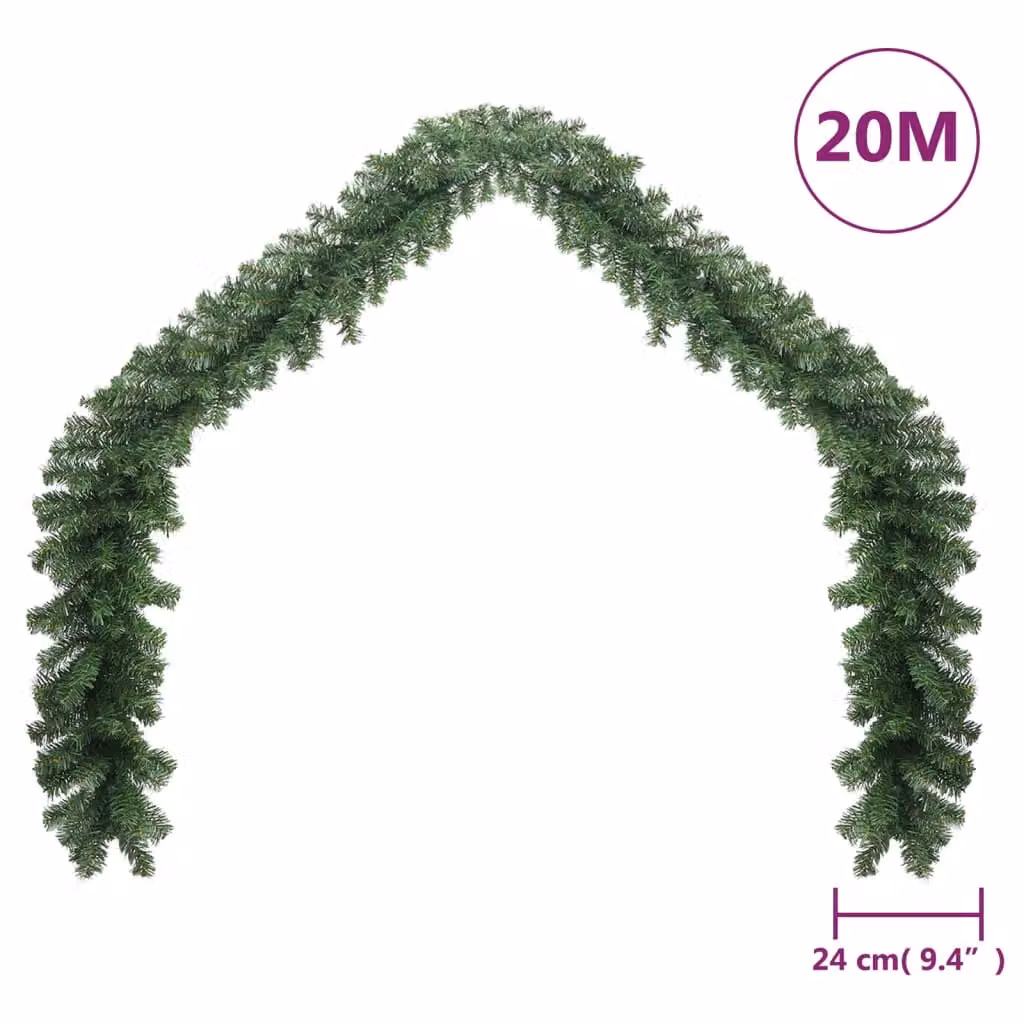 Berkfield Home Multicolour Christmas Garland with RGB LED Lights, Green, 20 m – 4
