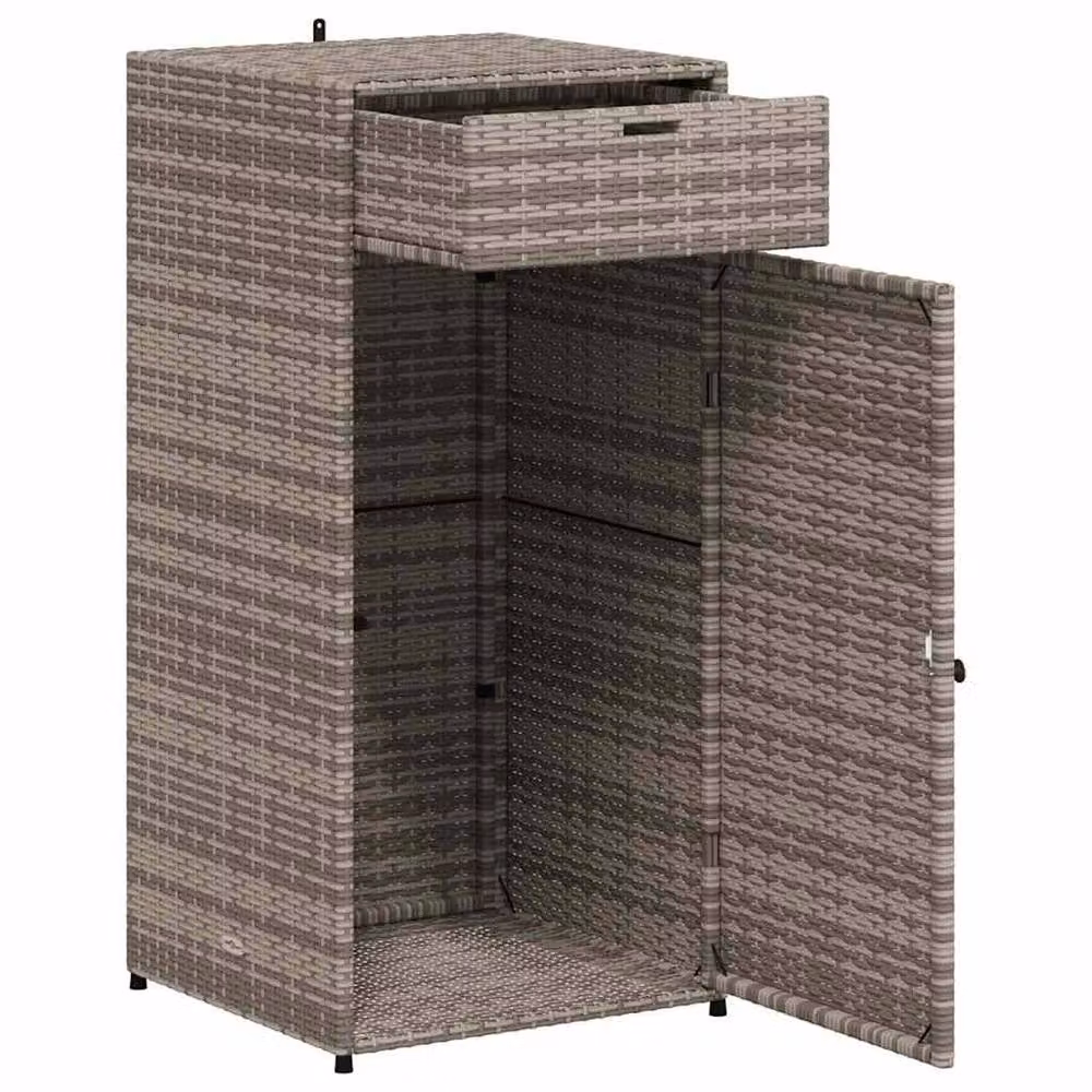 Berkfield Home Grey Poly Rattan Garden Storage Cabinet with Hinged Doors, W/D/H: 55 x 55 x 111 cm – 5
