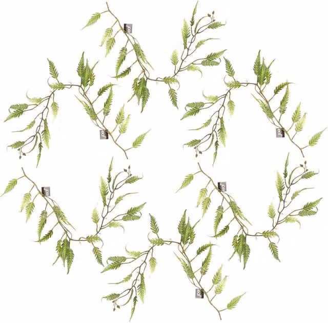 Leaf Green Artificial Hanging Trailing Fern Plant, 6 x 125 cm