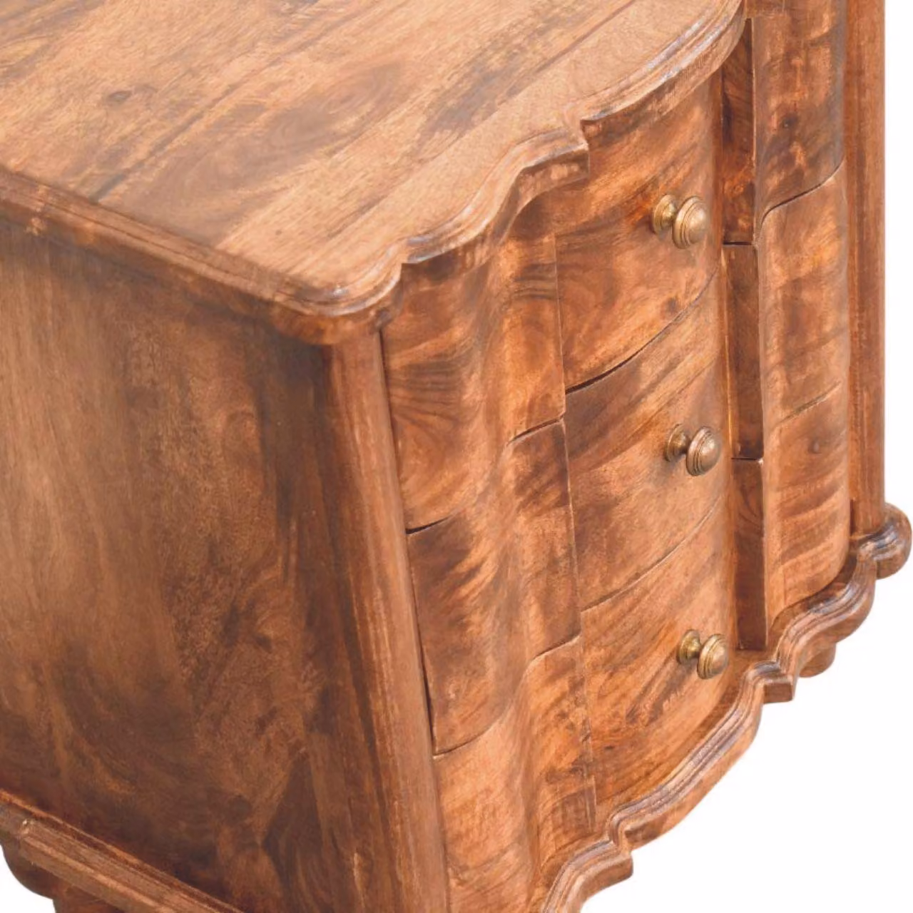 Aosom UK Valencia Solid Mango Wood Bedside Table with 3 Drawers, Brown, W/D/H: 55 x 40 x 63 cm – 4