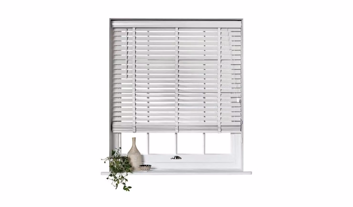 Cheap Furniture Warehouse White Wooden Venetian Blind, 50mm, W: 180 cm, H: 160 cm