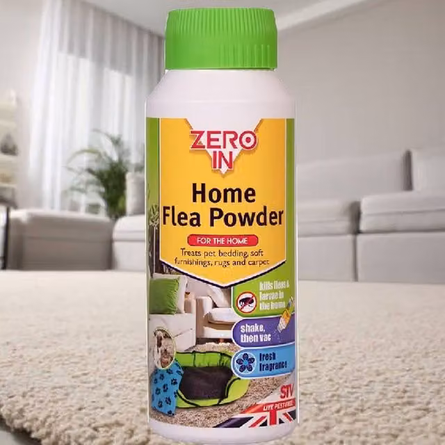 Zero In Home Flea Killer Powder Treatment for Carpets and Bedding, 300g, Multicolour