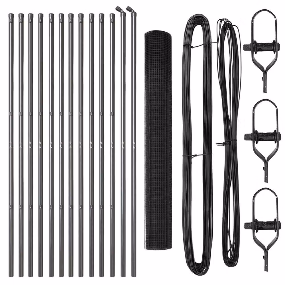 Berkfield Home Set of 2 Grey Metal and PVC Round Mesh Fence Posts, W: 25 cm, H: 1 m – 2
