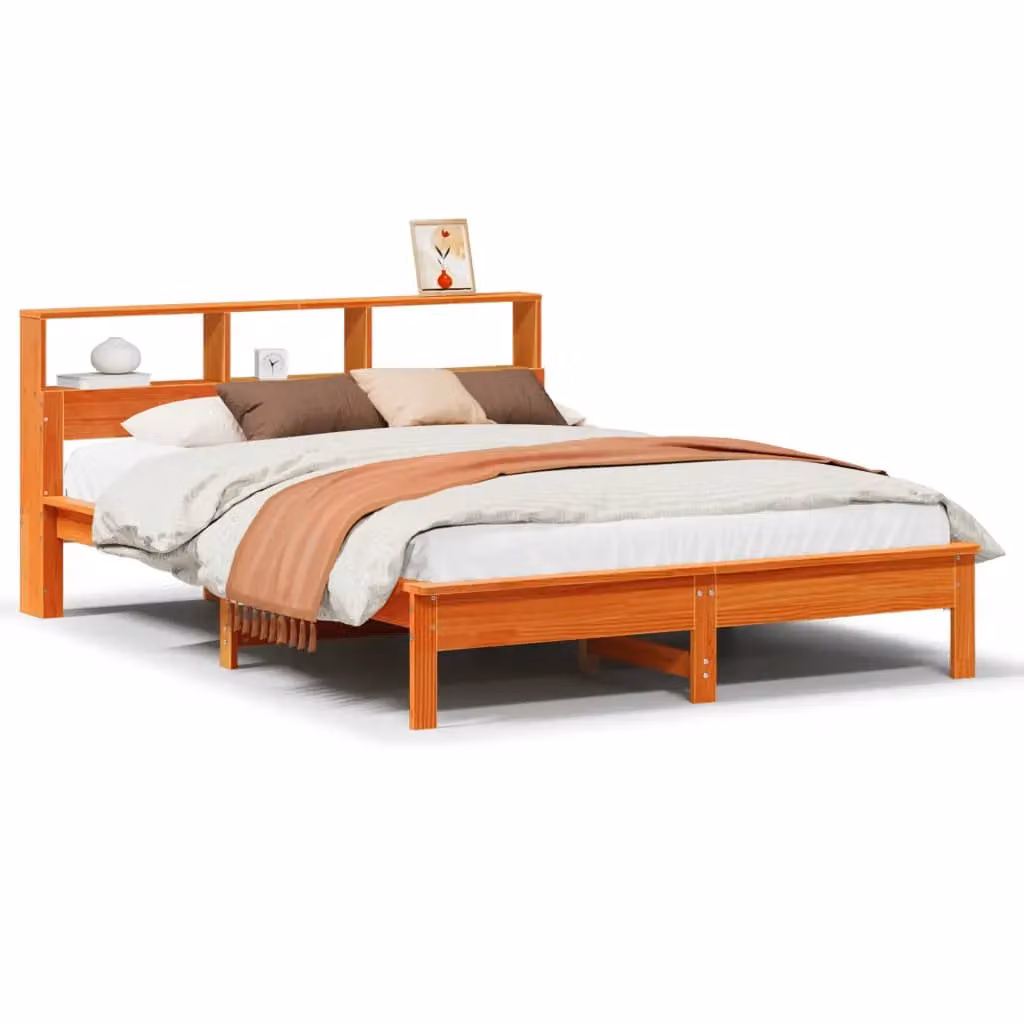 Berkfield Home Waxed Brown Solid Pine Bed Frame W/D/H: 160 x 200 cm – 2