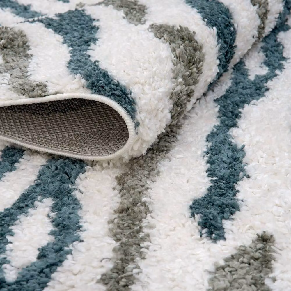 THE RUGS Moodi Abstract Design Shaggy Soft High Pile Living Room Rug in Green, W: 160 cm, L: 230 cm – 4