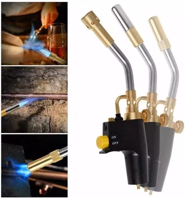 Nordara Gold Propane Mapp Gas Blow Torch for Welding, Soldering and Brazing with 3 Tips