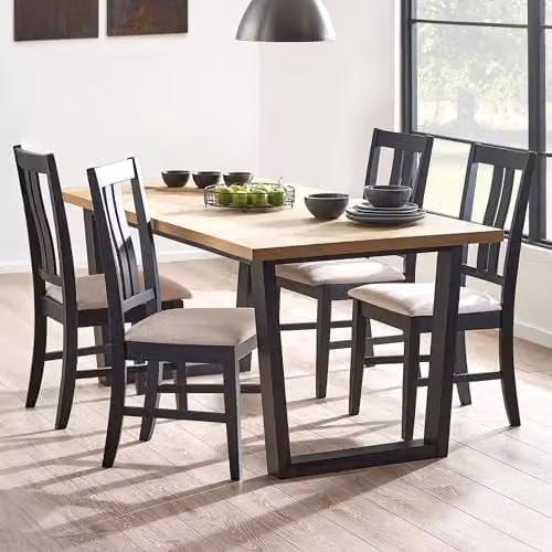 Julian Bowen Hilton Rectangular Industrial Dining Table in Black and White, W/D/H: 180 x 90 x 75 cm