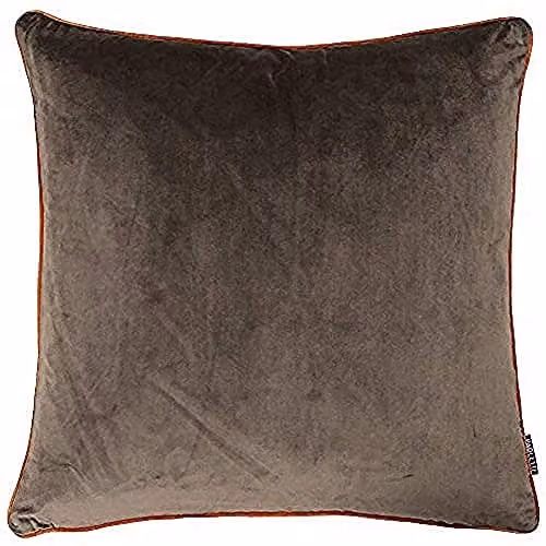 Furn Meridian Velvet Piped Square Cushion in Beige, W/D/H: 55 x 55 x 55 cm – 1