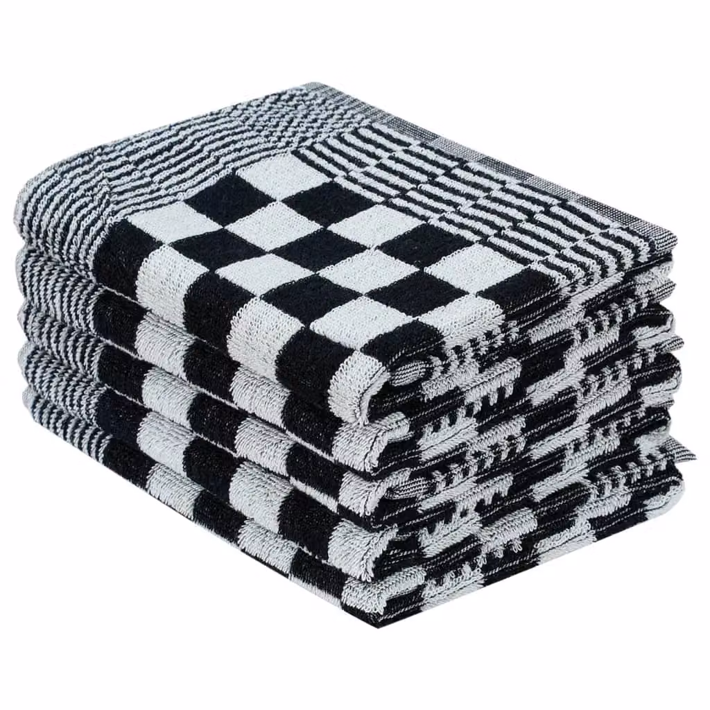 Berkfield Home 10 Piece Cotton Towel Set in Black and White – 2