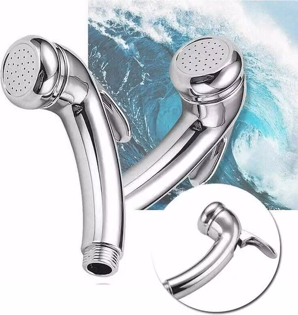 VOGREX Chrome Trigger Shower Head with On-Off Flow in Silver for Caravans and Motorhomes