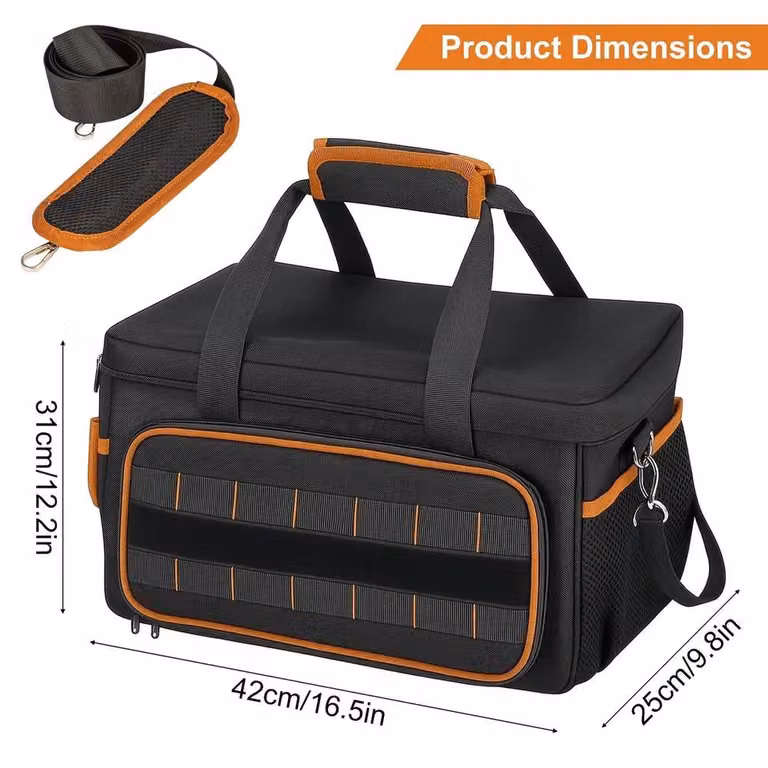 VOGREX 30L Waterproof Heavy Duty Wide Mouth Electrician Tool Bag in Black