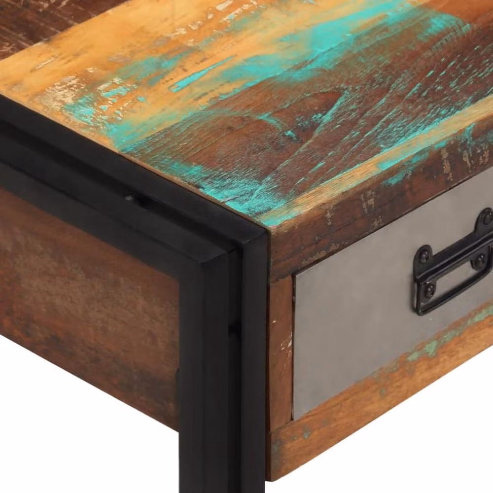 Berkfield Home Beautiful Coffee Table with 3 Drawers in Brown Solid Reclaimed Wood W/D/H: 127 x 50 x 35 cm – 3