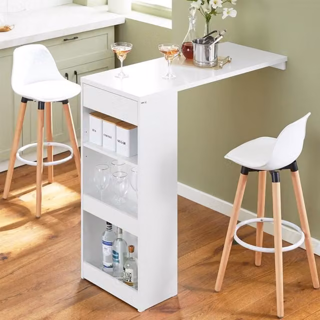 SoBuy Modern White Wall Mounted Folding Kitchen Breakfast Bar Table