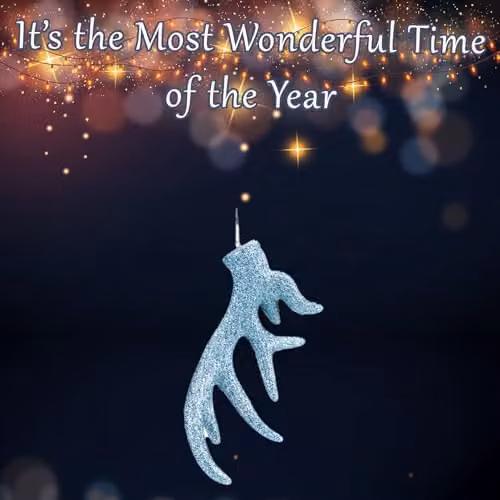 VFM e-Store Hanging Stag Antler Christmas Tree Ornament, Ice Blue, H 17 cm x W 7 cm x D 2.5 cm – 3