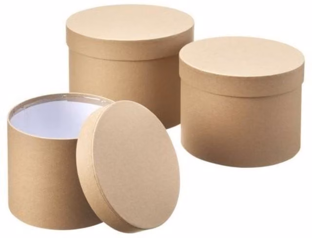 KDMD Kraft Symphony Set of 3 Hat Boxes in Natural Brown