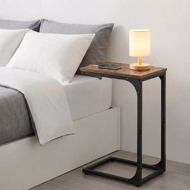 Vasagle C-Shaped Side Table in Brown and Black