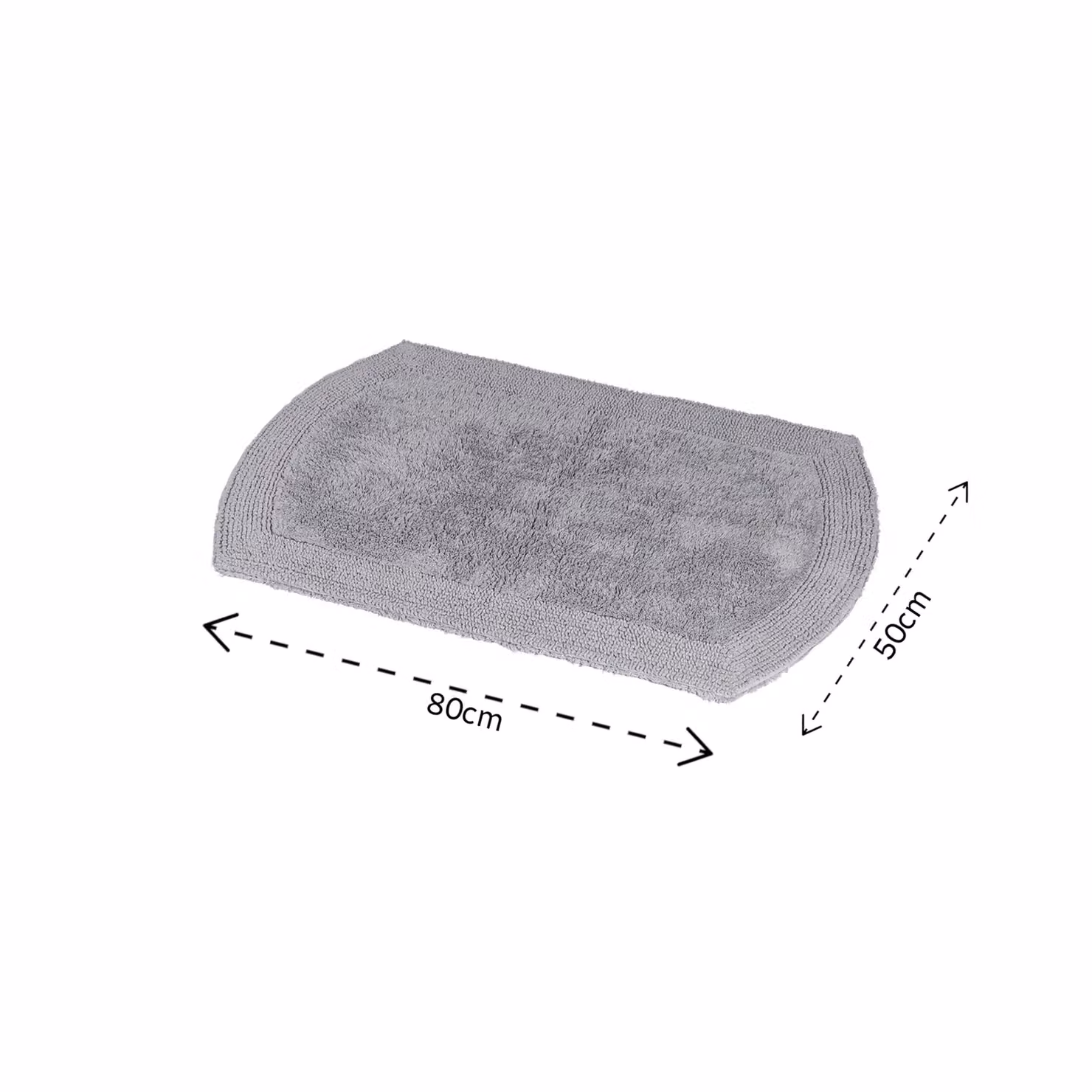Showerdrape Ultra Reversible Cotton Bath Mat, Grey and White, W: 80.0 cm, D: 50.0 cm – 2