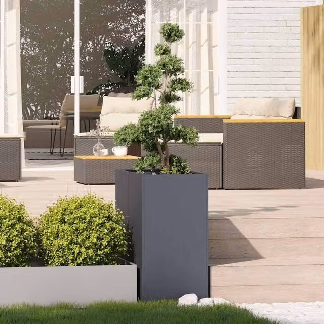 Berkfield Home Steel Planter Tub in Anthracite, W/D/H: 40 x 80 x 80 cm