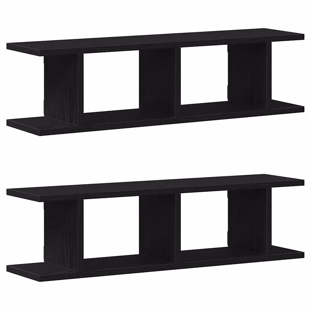 Berkfield Home Wall Shelves, 2 Piece Black Oak MDF, W/D/H: 75 x 20 x 18 cm – 2
