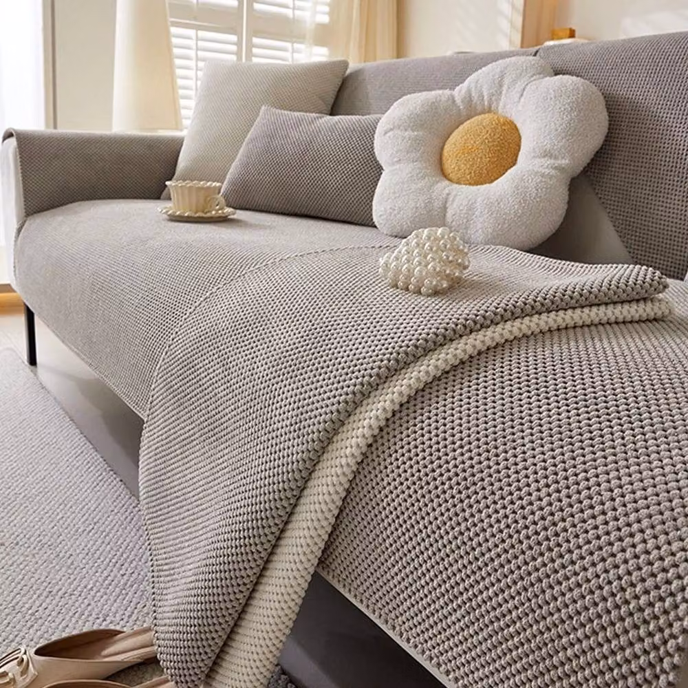 NESTLUNE Non-slip Microfibre Sofa Slipcover in Grey, W: 180 cm x D: 90 cm – 3