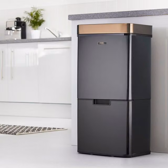 Cooks Professional 75L Recycling Sensor Bin with 3 Compartments and Food Caddy, Black Matt
