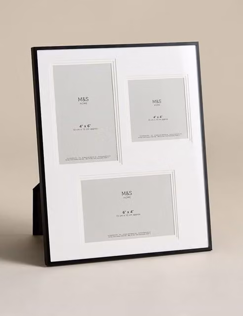 M&S Modern Rectangular Multi Mount Tabletop Photo Frame, Black, 5x7 inch