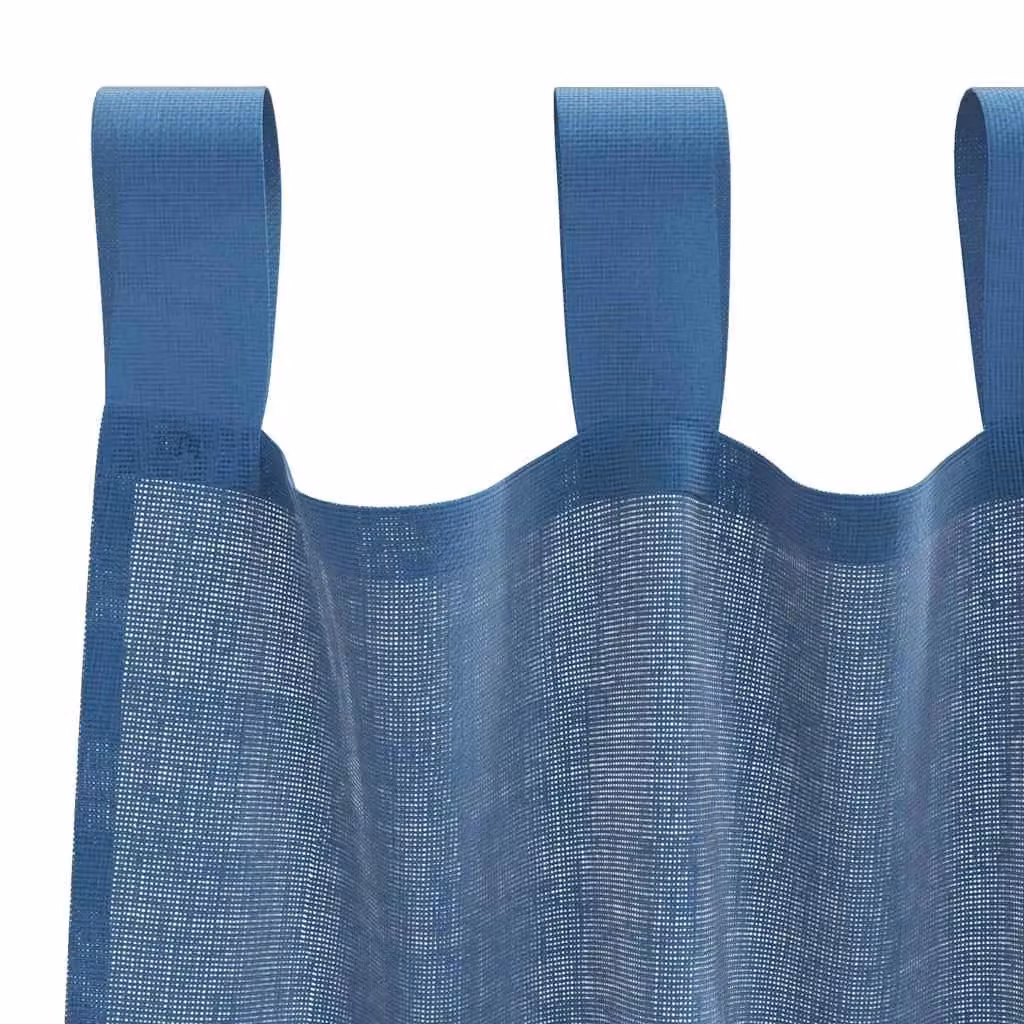 Berkfield Home Royal Blue Transparent Voile Fabric Curtains with Rod Pockets, 2 Pack – 4