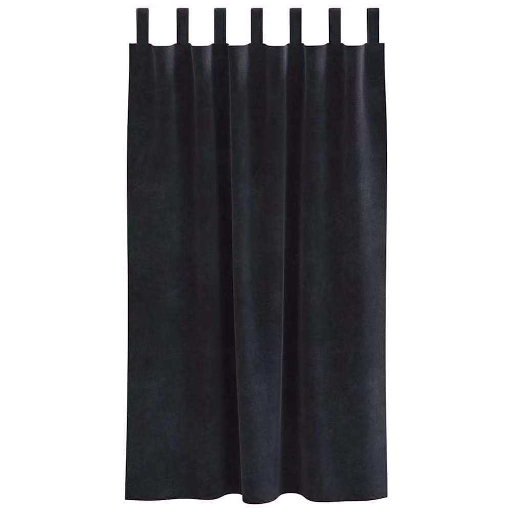 Berkfield Home Modern Blackout Velvet Curtains with Hanging Loops, 2 Pack, Black, H 175 x W 140 cm – 4