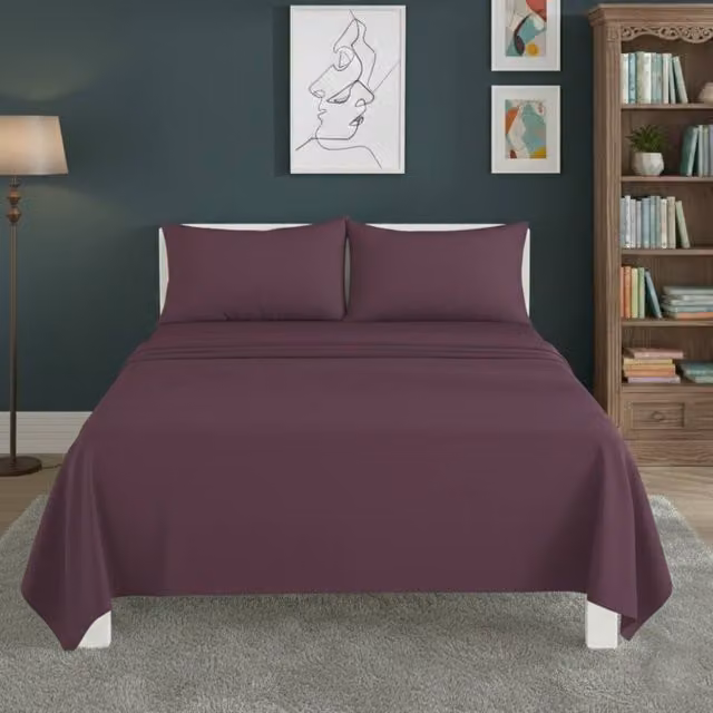 Snug City Easy Care Polycotton Flat Bed Sheet in Purple, Size: 90 x 190 cm – 1