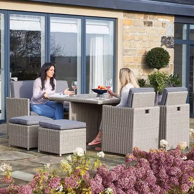 Pacific Lifestyle Modern 8 Seater Rattan Garden Dining Set with Ceramic Table in Grey
