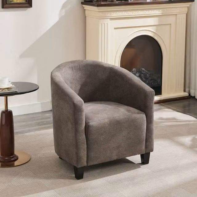 FURNITURE ONE Bronzing Fabric Tub Chair, Grey Upholstered Armchair with Armrests