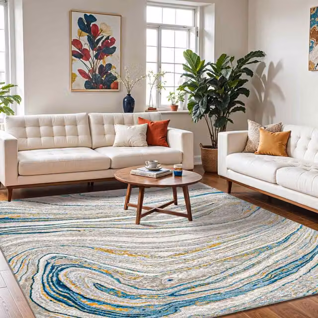 Livabliss San Francisco Modern Geometric Graphic Living and Dining Rug in Petrol Multicolour, W: 200 cm, D: 275 cm