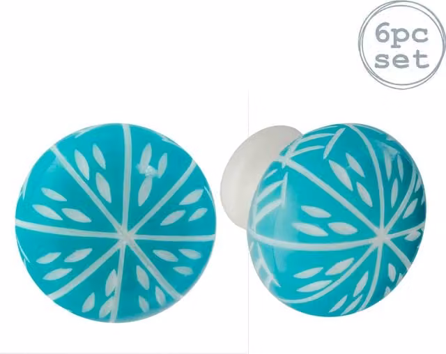 Nicola Spring Polished Turquoise and Blue Resin Cabinet Knobs, Pack of 6