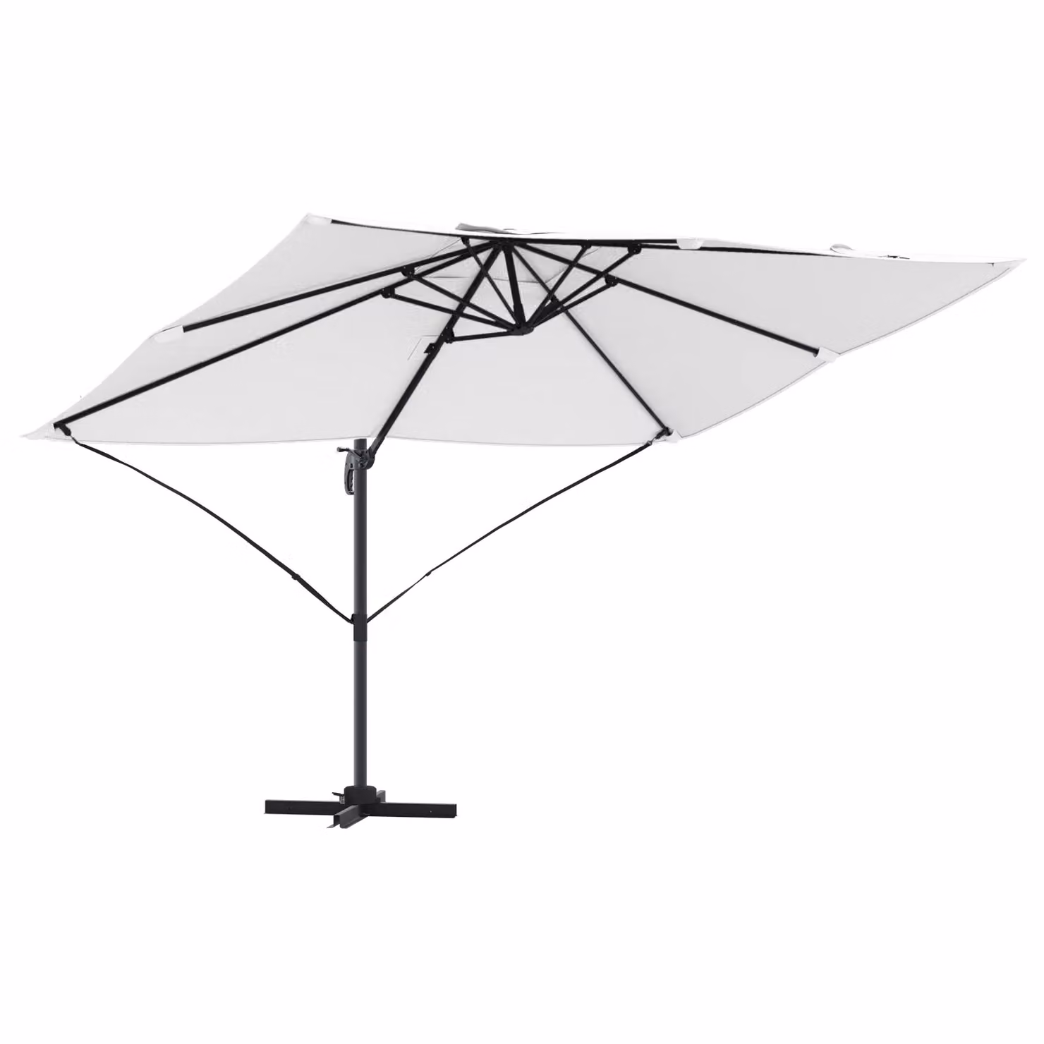 Berkfield Home Large Cantilever Garden Umbrella in Beige Polyester with Aluminium Frame – 2