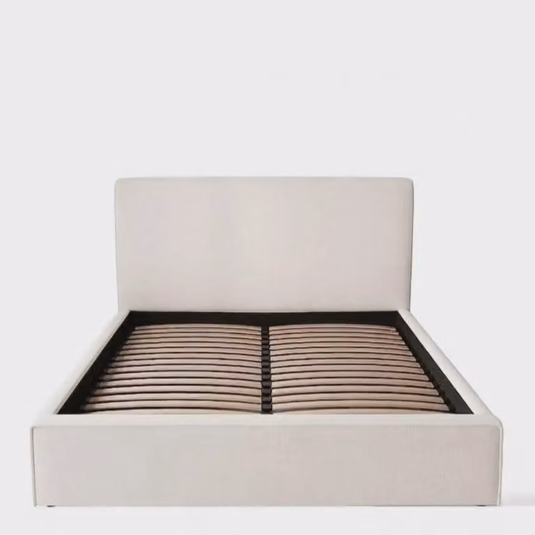 Very Home Langley Upholstered Fabric Double Bed Frame in Sand Beige, 140 x 200 cm