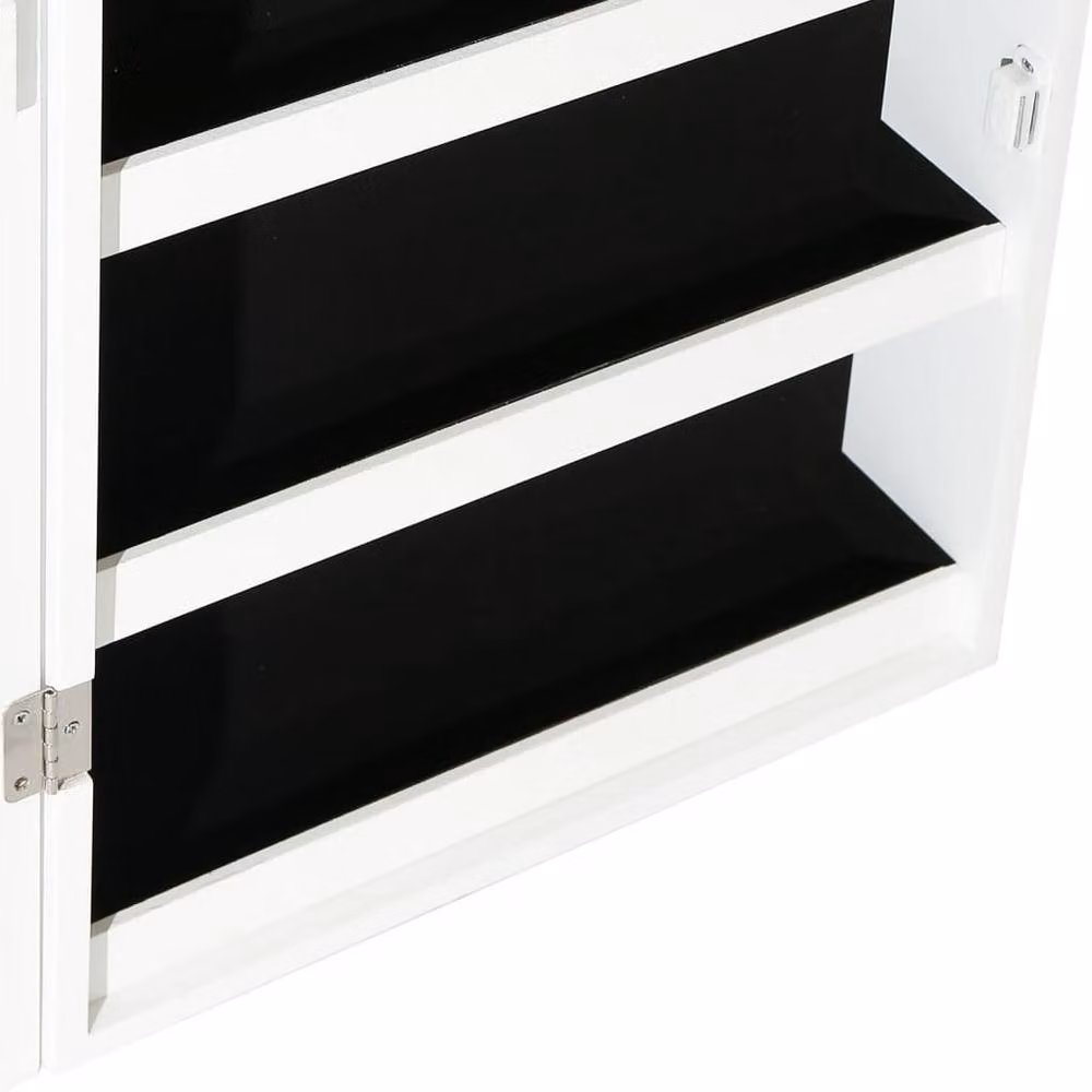 Berkfield Home White Wall Mounted Mirror Jewellery Cabinet with LED Lighting and Lock, H 106 x W 31.5 x D 9 cm – 4