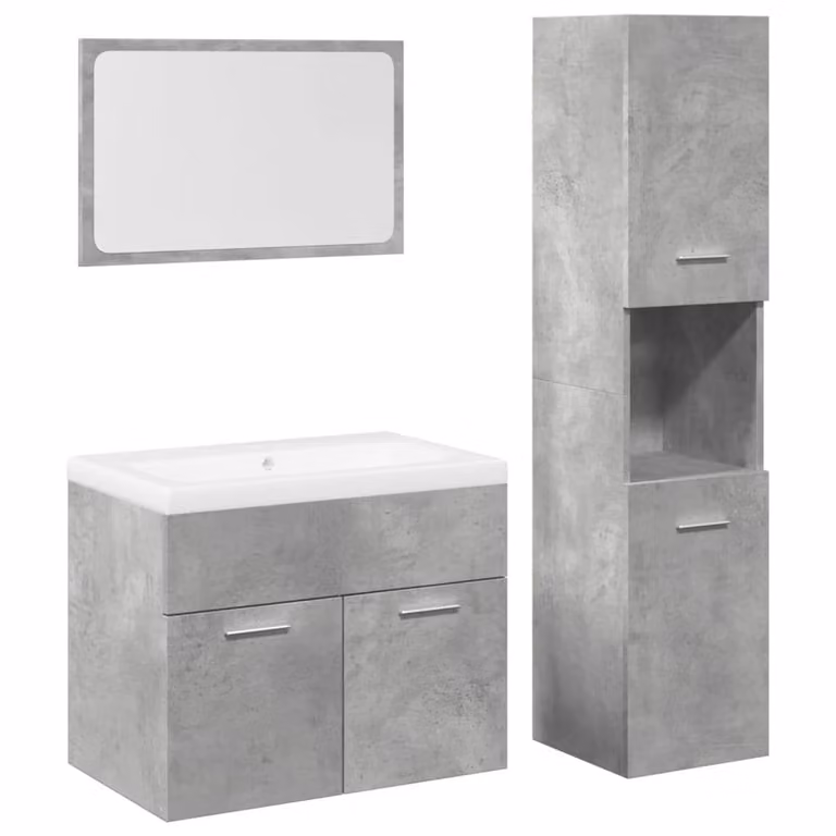 Berkfield Home 4 Piece Modern Bathroom Furniture Set in Matt Concrete Grey MDF