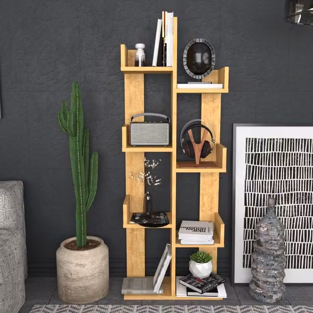 Decorotika Luisa Bookshelf in Brown Wood, Height: 140 cm