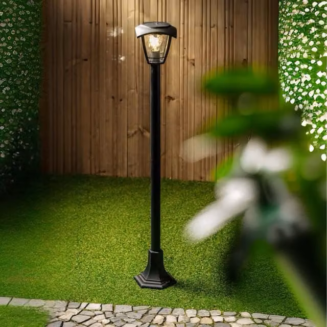CGC Lara Solar Outdoor Post Filament LED Light in Black
