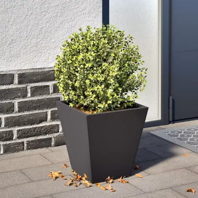 Berkfield Home Steel Garden Planter Tub, Black, W/D/H: 30 x 30 x 30 cm