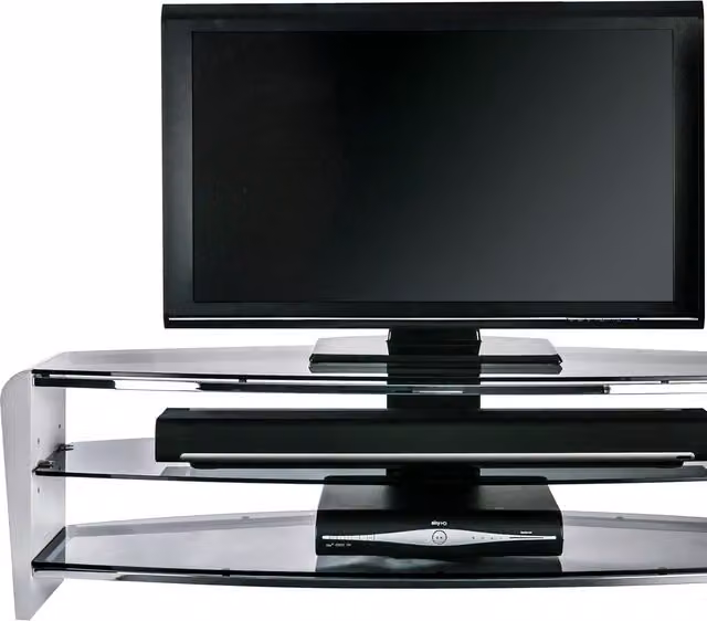 Alphason Francium 3 Shelf TV Stand in White with Smoked Glass, Width: 140 cm