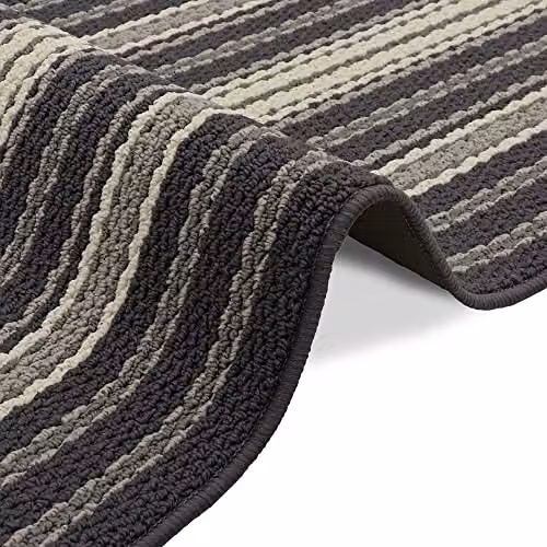 JVL Hubble Striped Machine Washable Latex Backed Doormat, Dusk, W: 40 cm, D: 70 cm – 5
