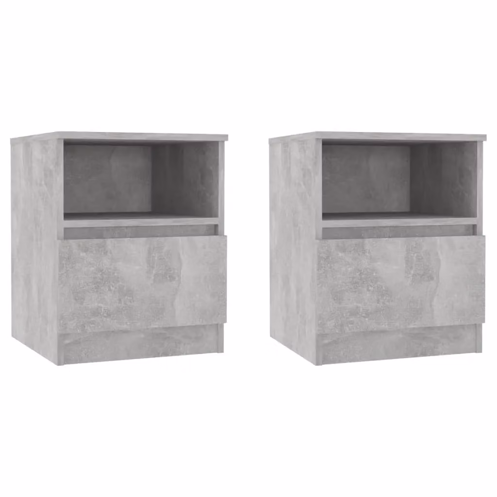 Berkfield Home Bed Cabinets 2 Piece Set in Concrete Grey, W/D/H: 40 x 40 x 50 cm – 2