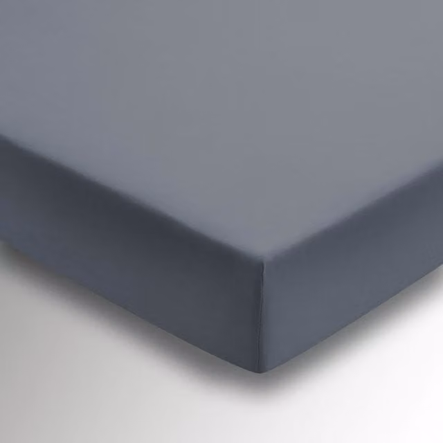1951 Plain Dye Cotton Percale Kingsize Fitted Sheet, Charcoal Grey, 180 x 200 cm