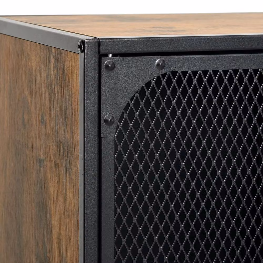 Berkfield Home Rustic Brown TV Cabinet in Metal and MDF, W/D/H: 105 x 36 x 47 cm – 4