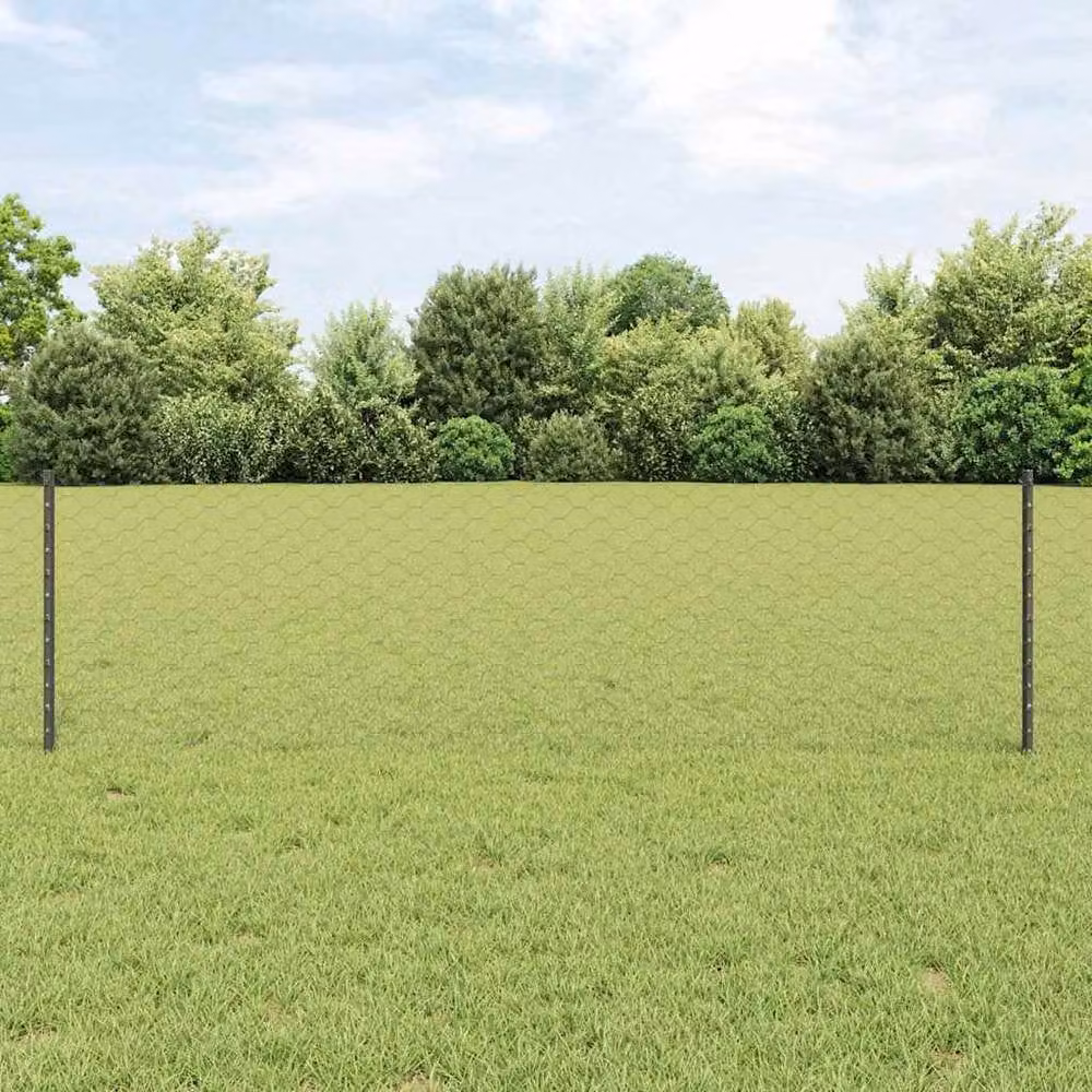 vidaXL 11-Piece Grey Steel U-Profile Mesh Fence Posts, Height: 60 cm – 2