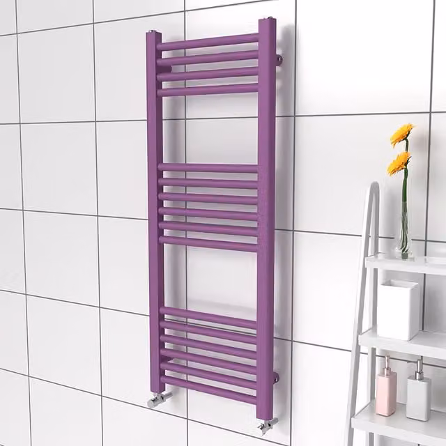 Lux Heat Coloured Steel Towel Radiator in Pretty Plum Purple, W/H: 400 x 1000 mm